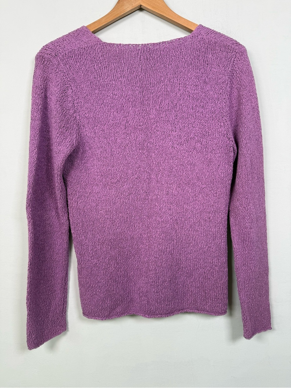 Eileen Fisher Lavender Cotton Blend Long Sleeve V-Neck Sweater Size S - Picture 4 of 11